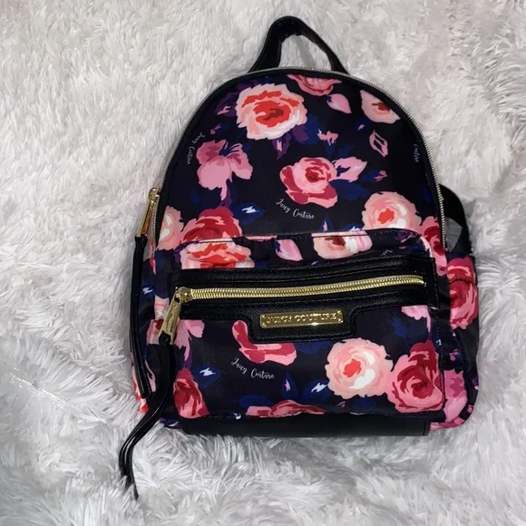 Juicy couture pink floral backpack NWT Juicy Couture White Multi floral ROSIE mini backpack purse  main image 3